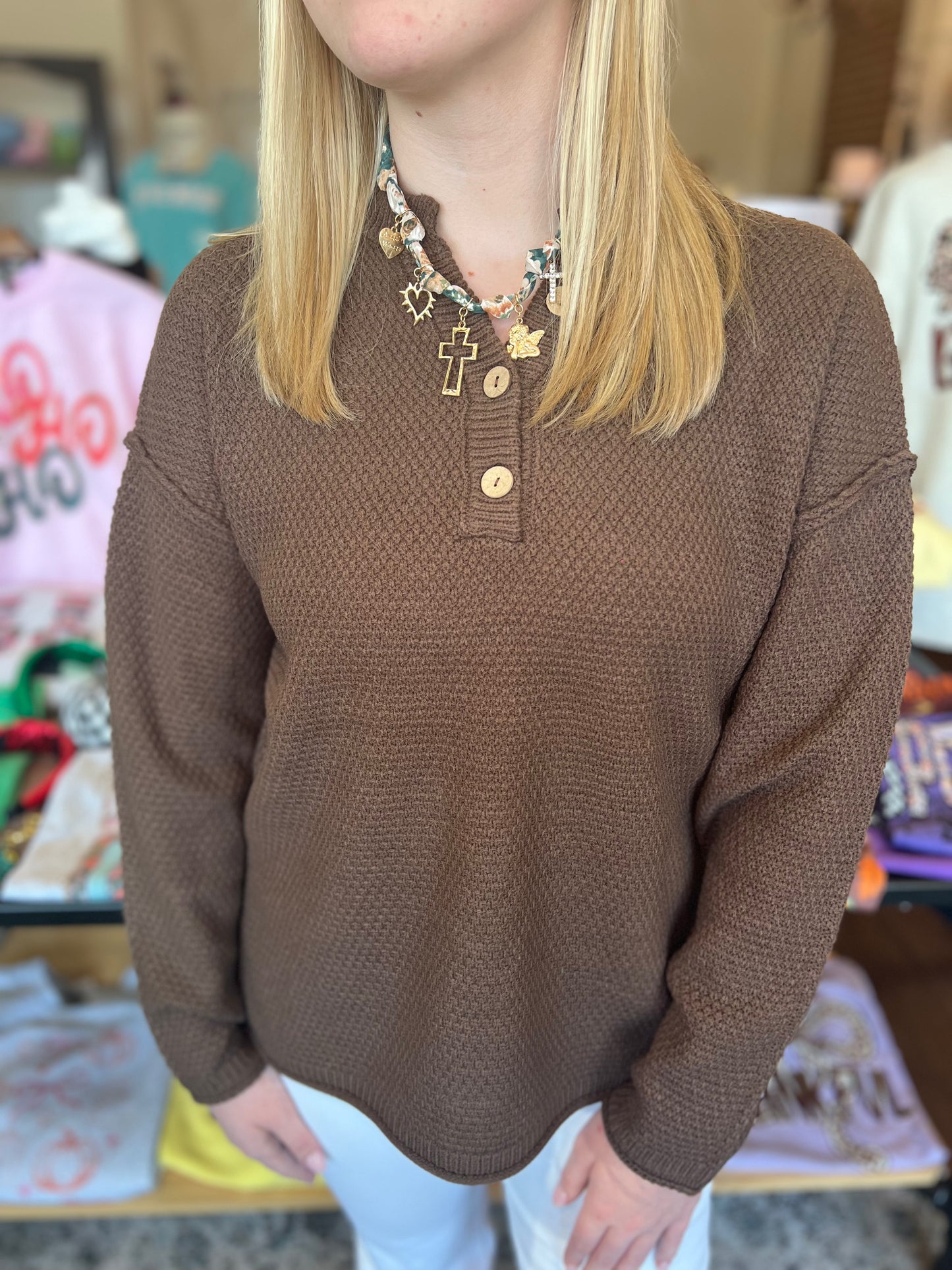 Brown Button Sweater