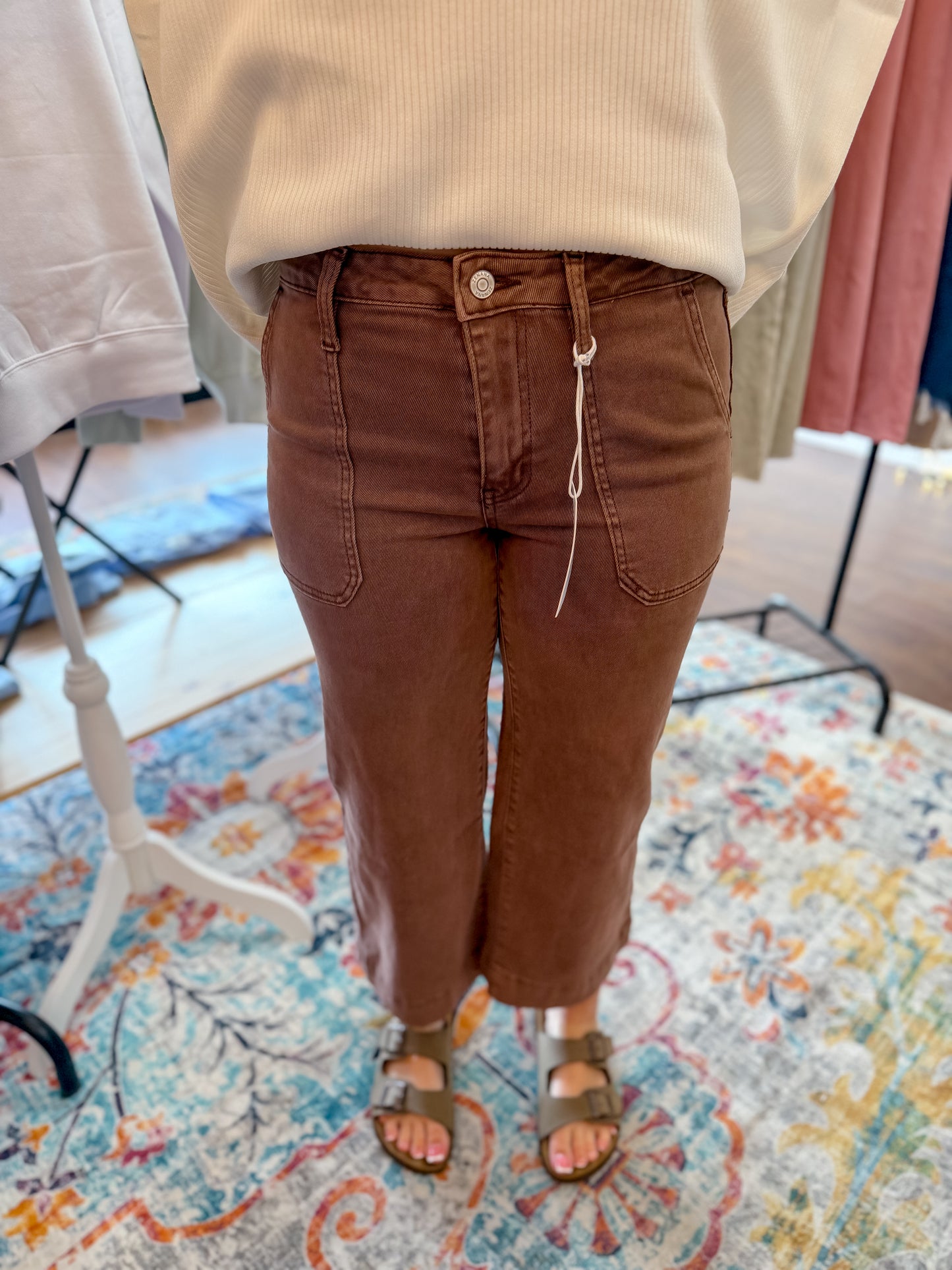 Brown Cropped Jeans