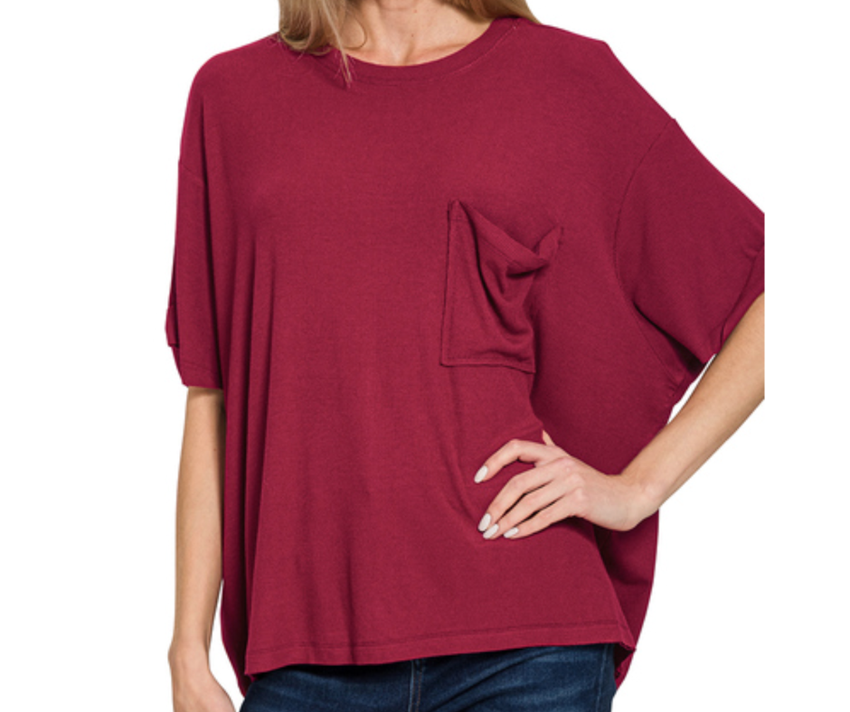 Cabernet Oversized Pocket Top