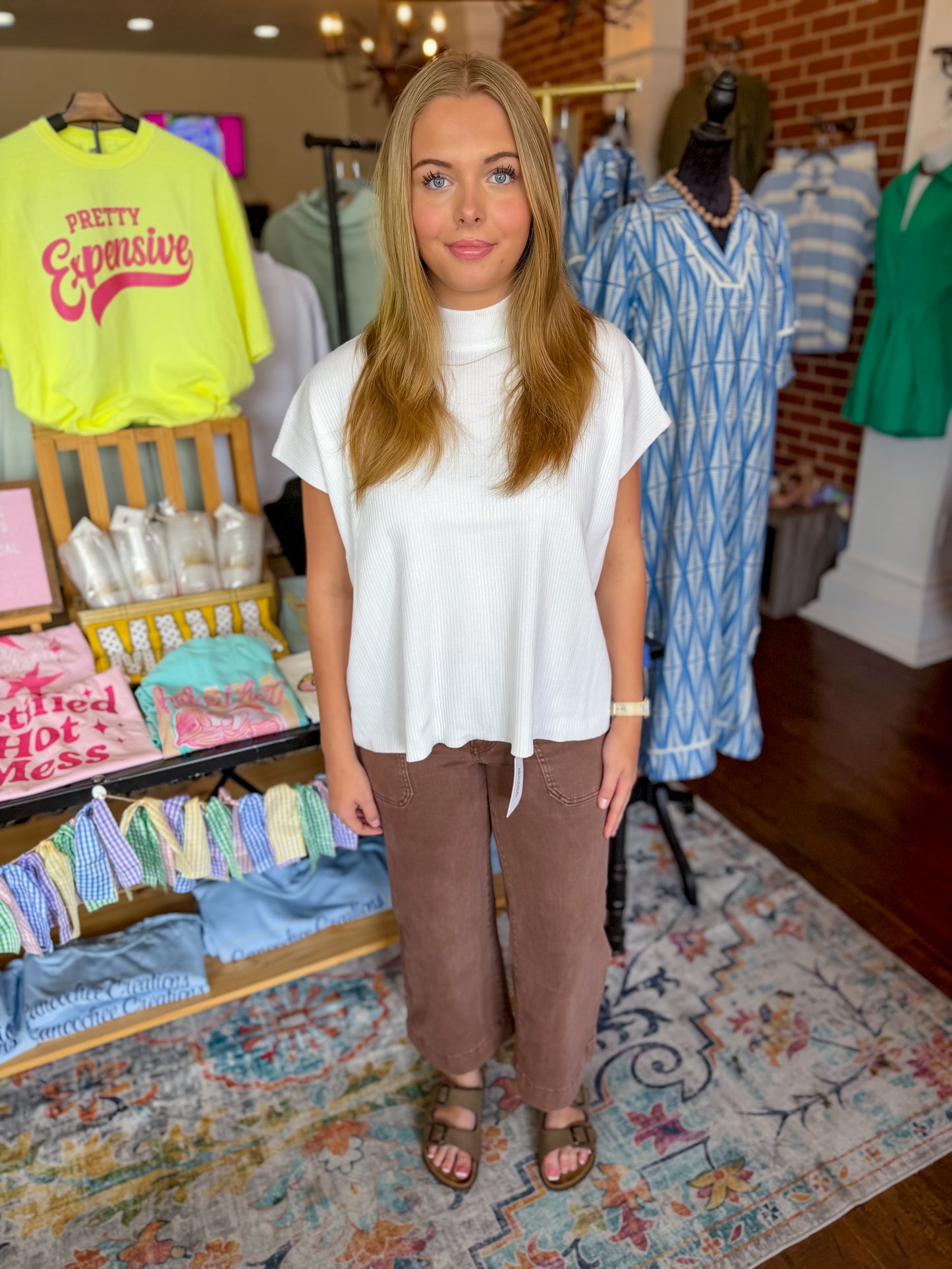 White Mock Neck Top