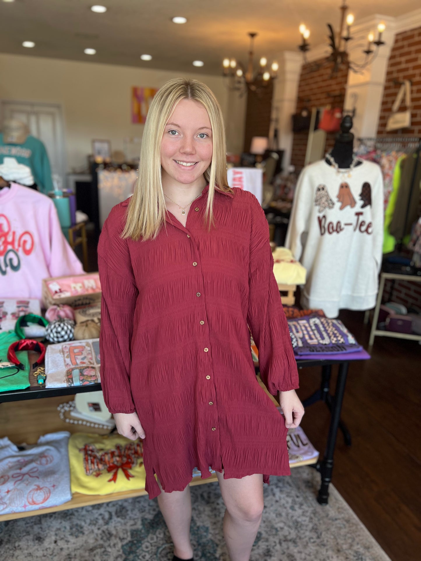 Rust Long Sleeve Dress