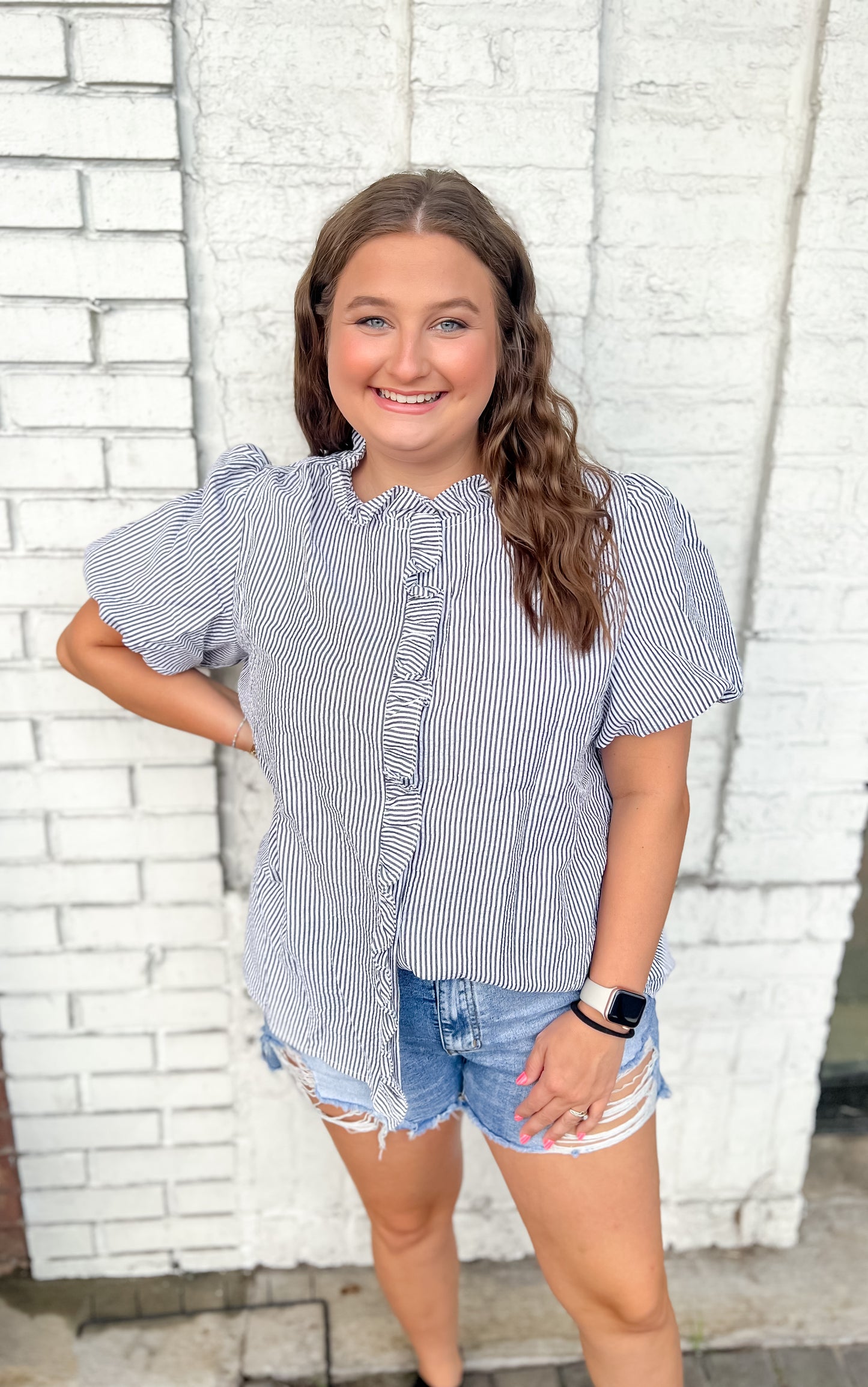 Black and White Striped Top
