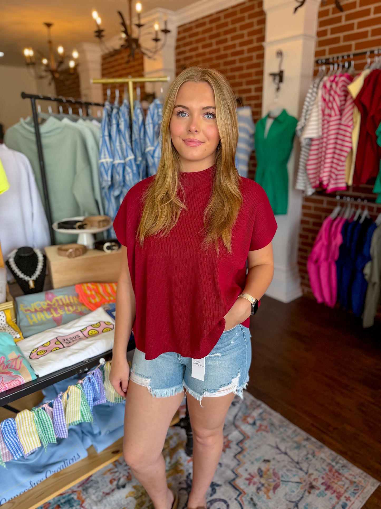 Maroon Mock Neck Top