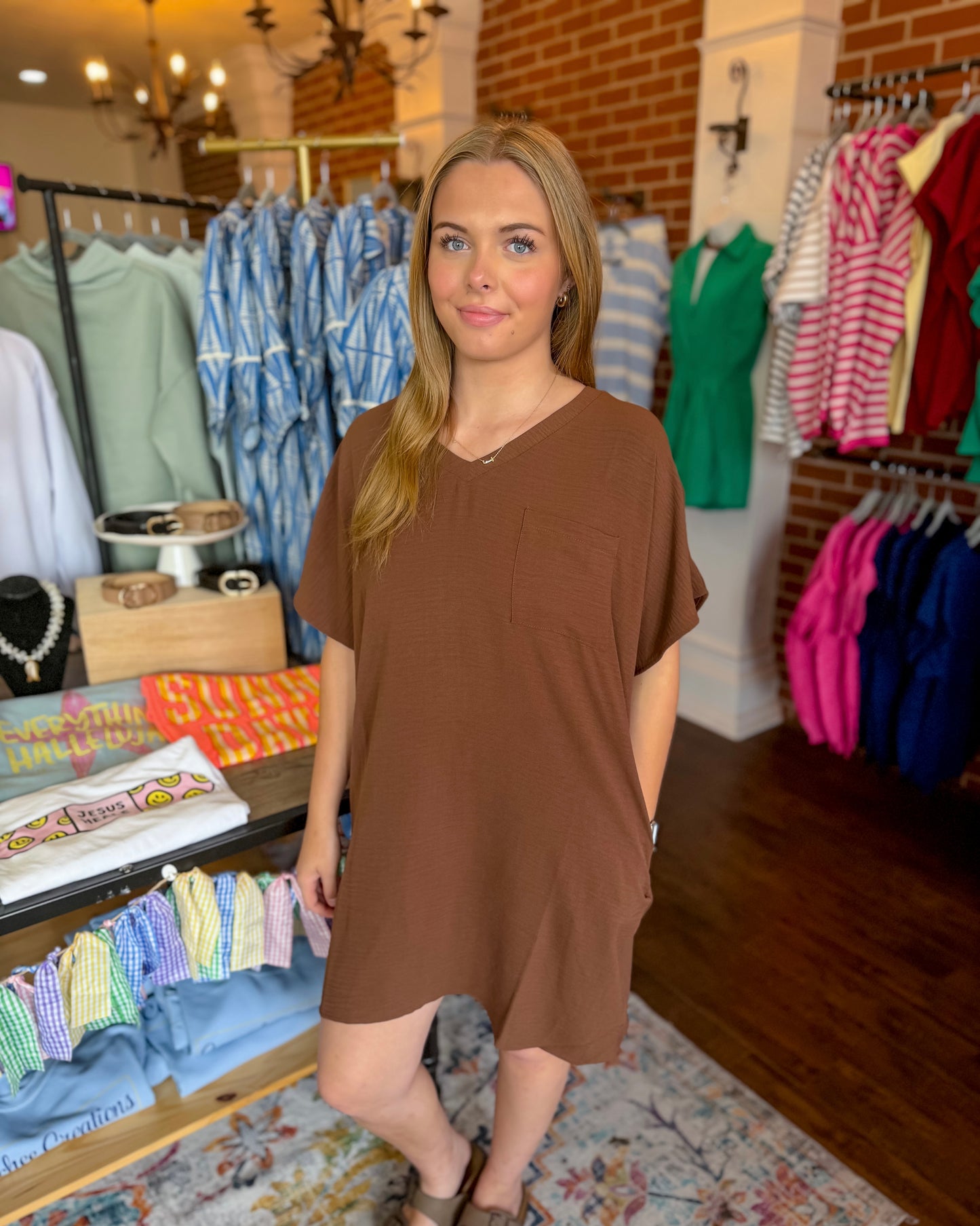 Brown Pocket Dress
