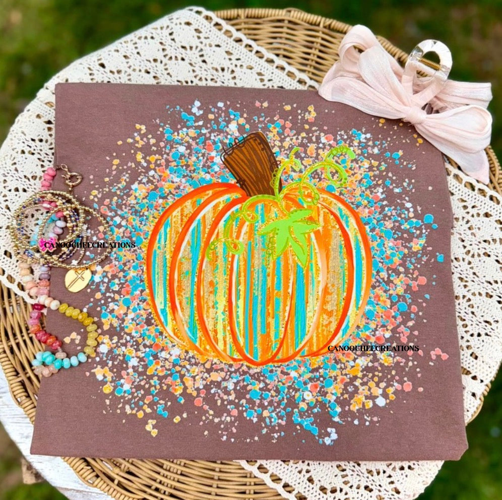 Colorful Splatter Pumpkin Tee