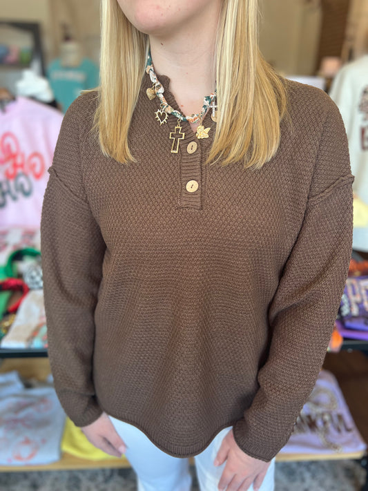 Brown Button Sweater