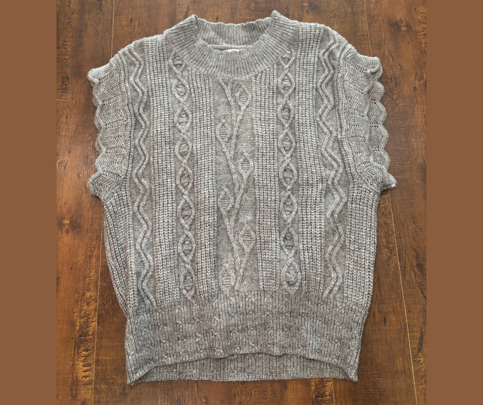 Gray Short Sleeve Sweater