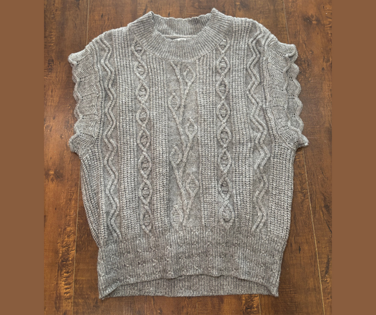 Gray Short Sleeve Sweater