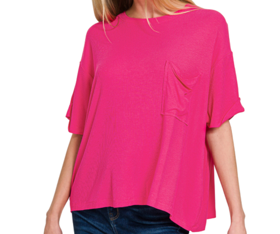 Hot Pink Oversized Pocket Top