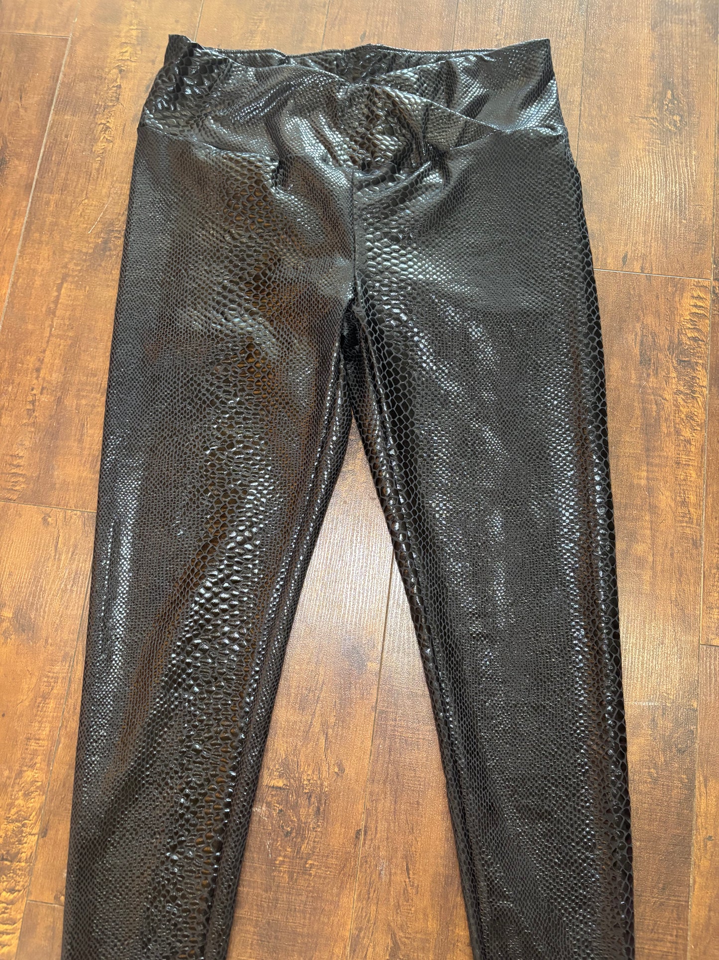 Snake Skin Leather Leggings