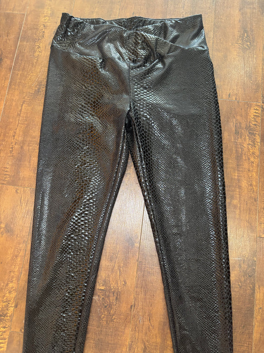 Snake Skin Leather Leggings