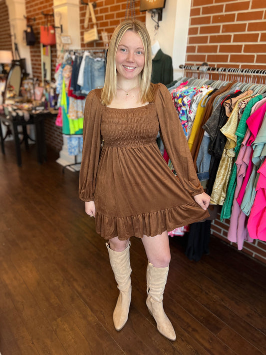 Brown Long Sleeve Dress