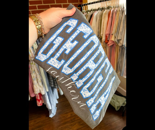 Blue and White Georgia Southern Comfort Colors Tee