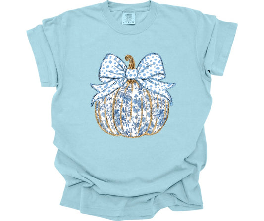Blue and White Pumpkin Comfort Colors Tee