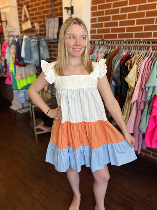 Orange & Blue Stripe Dress