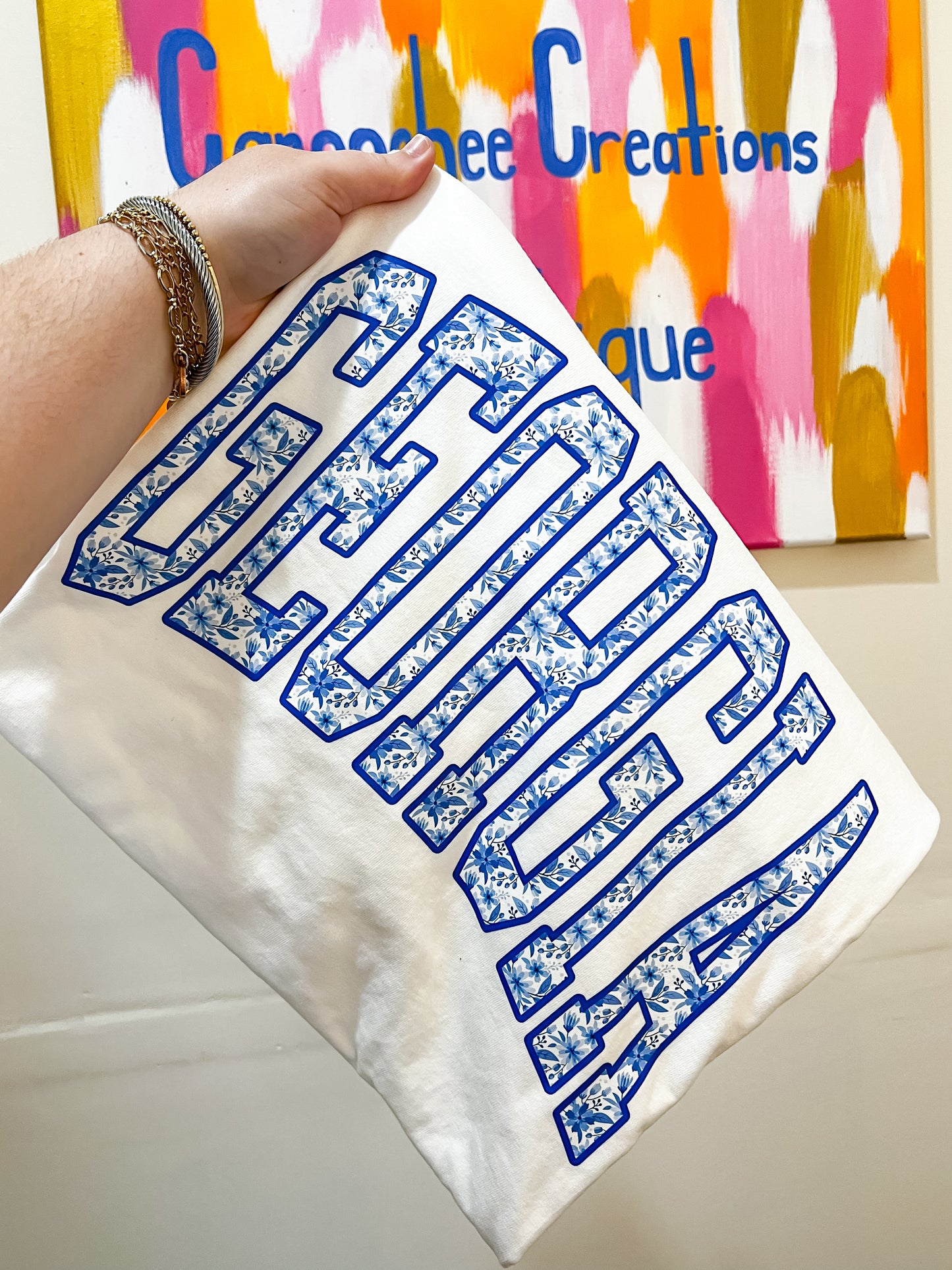 Blue and White Georgia Comfort Colors Tee