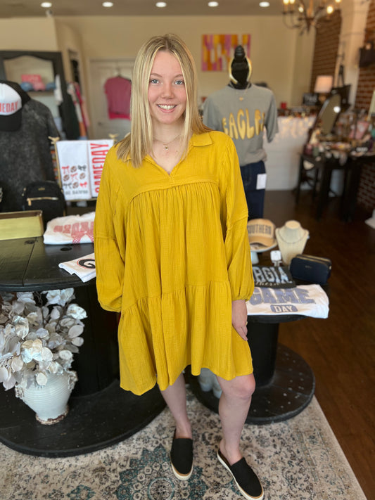 Mustard Long Sleeve Dress