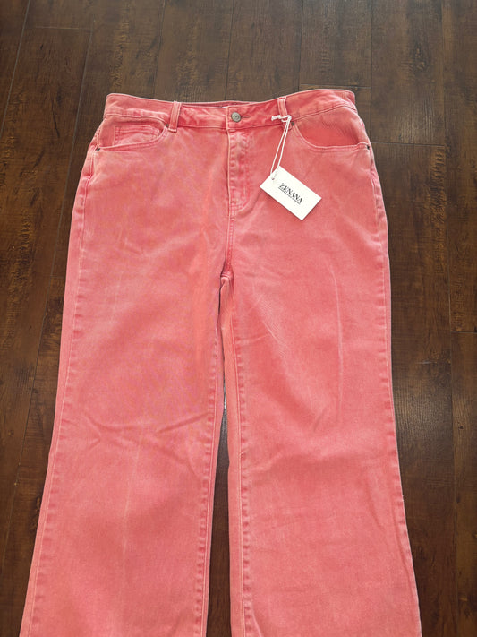 Pink Zenana Wide Leg Cropped Jeans