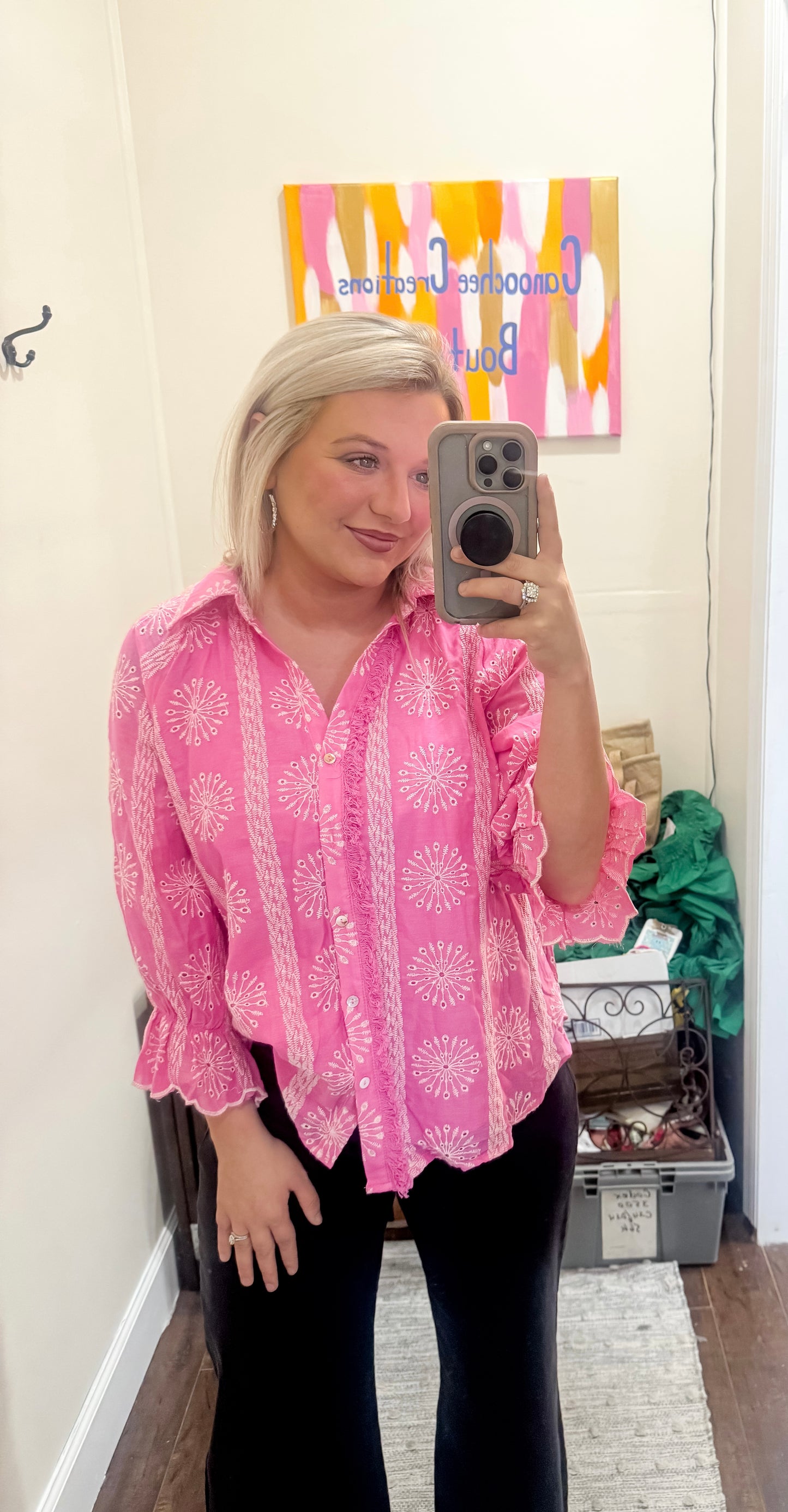 Pink/White Top