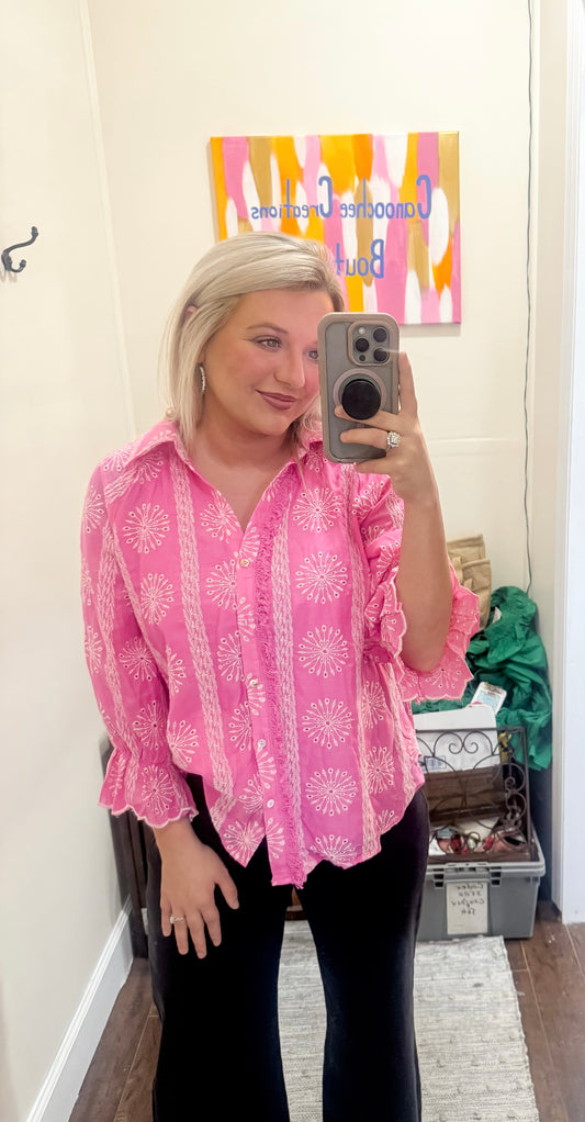 Pink/White Top