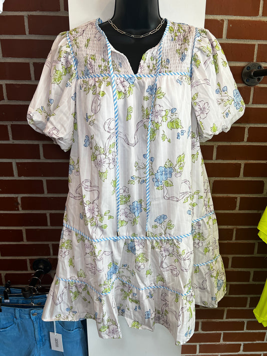 Green and Blue Floral Dress