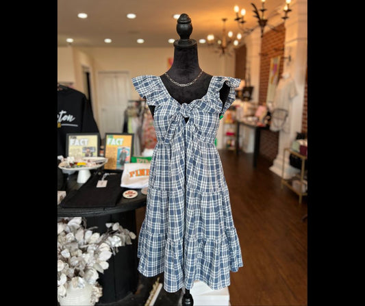Plaid Ruffle Sleeve Dress