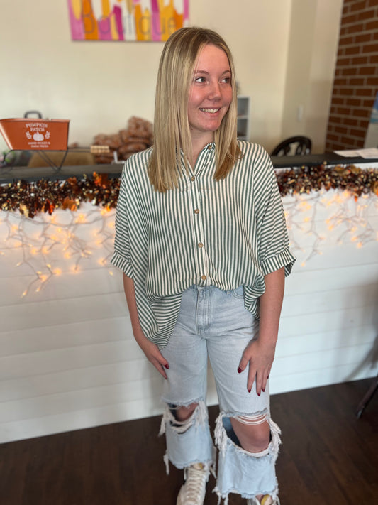 Green Striped Top