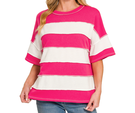 Striped Exposed Seam Top