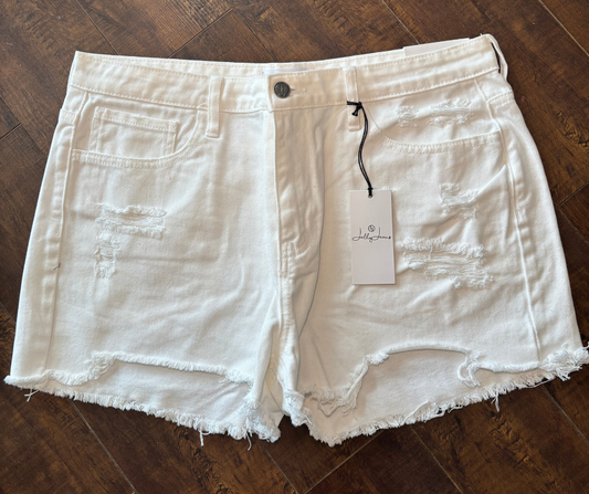Jelly White Ripped Jean Shorts