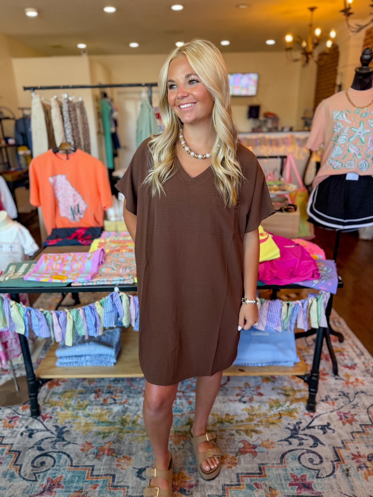 Brown Pocket Dress