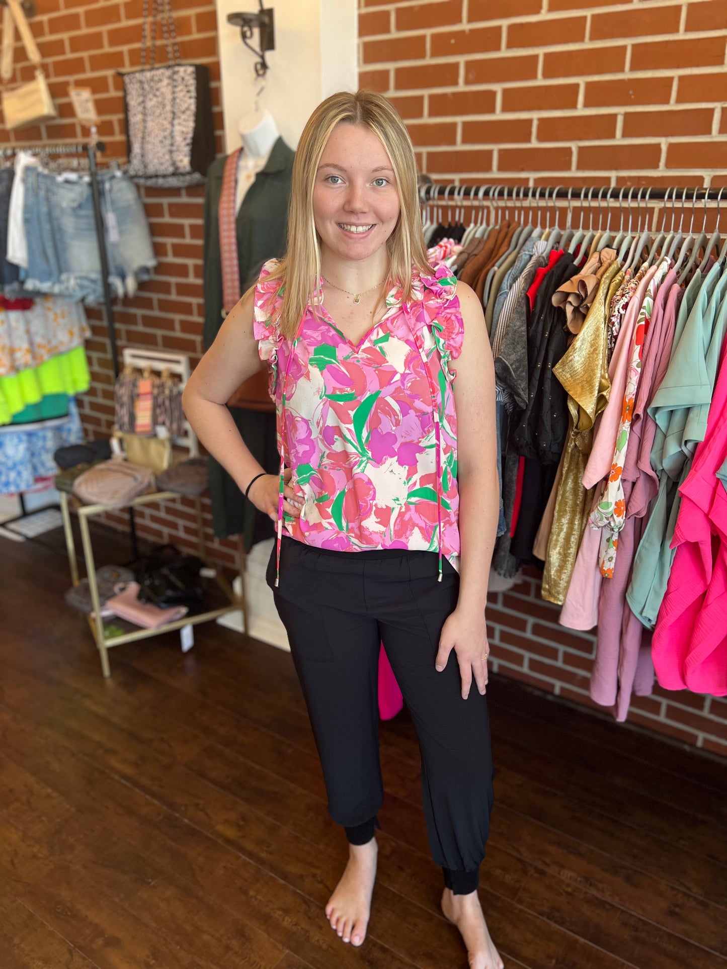 Pink/Red Floral Entro Top