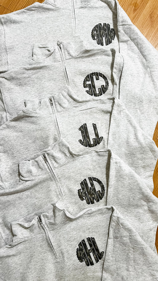 Bottomland Monogram Quarter Zip Pullover