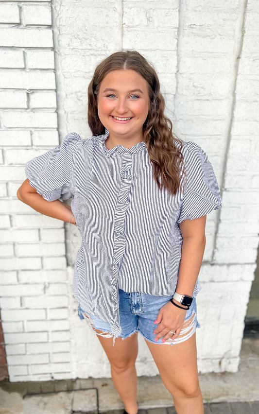 Black and White Striped Top