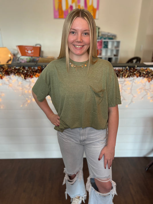 Olive Pocket Top