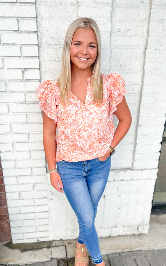 Orange Floral Top