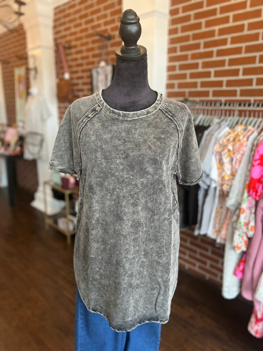 Acid Wash Black Zenana Top