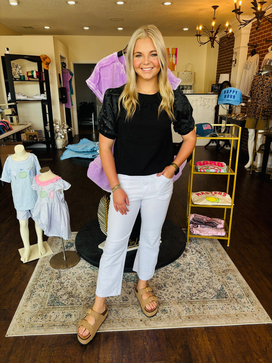 Black Puff Sleeve Top