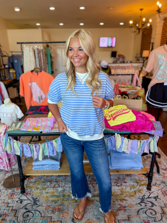 Light Blue Striped Top