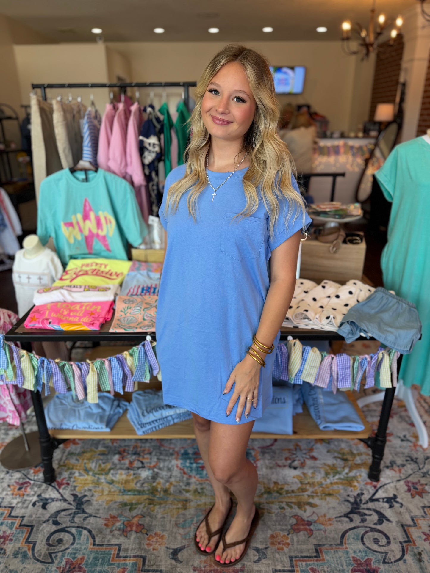 Light Blue Pocket Dress