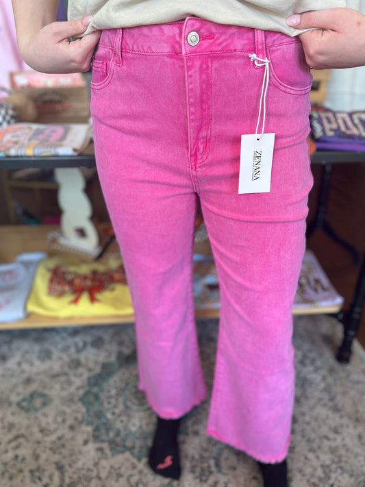 Pink Zenana Wide Leg Crop Pants