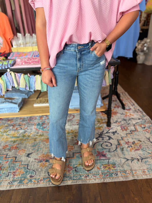 Frayed Hem Cropped Jeans