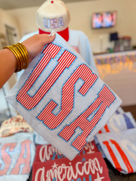Striped USA Tee