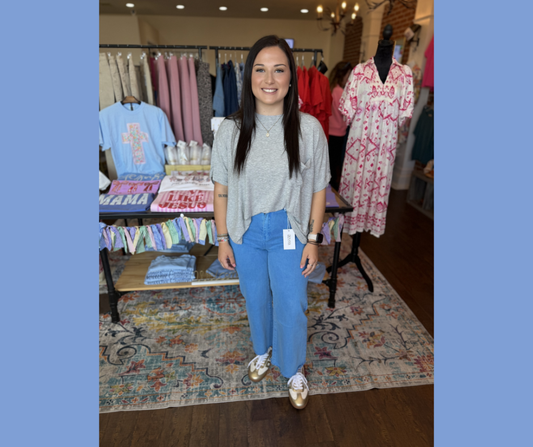 Light Blue Frayed Hem Cropped Jeans